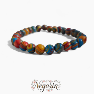 دستبند سنگ هائولیت رنگین کمانی